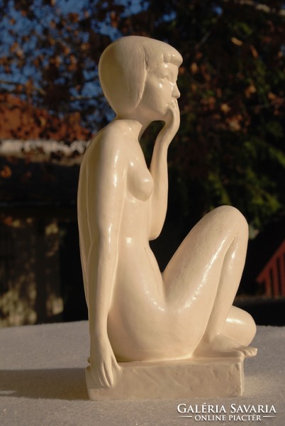 Central European artist: female nude, 1980 - 33 cm high, glazed terracotta