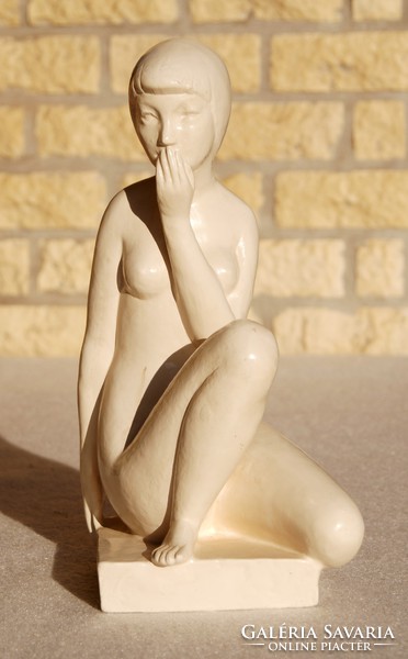 Central European artist: female nude, 1980 - 33 cm high, glazed terracotta