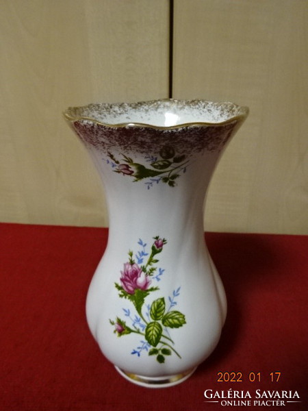 BVH szlovák porcelán antik váza, hullámos, arany szegéllyel. Vanneki! Jókai.