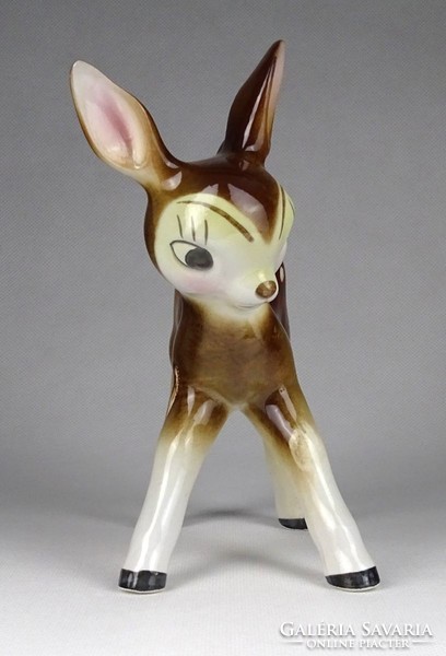 1H118 Régi jelzetlen őzike Bambi porcelán szobor 16.5 cm