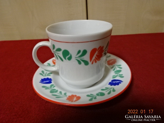 Lowland porcelain coffee cup + placemat with flowers of national color. He has! Jókai.