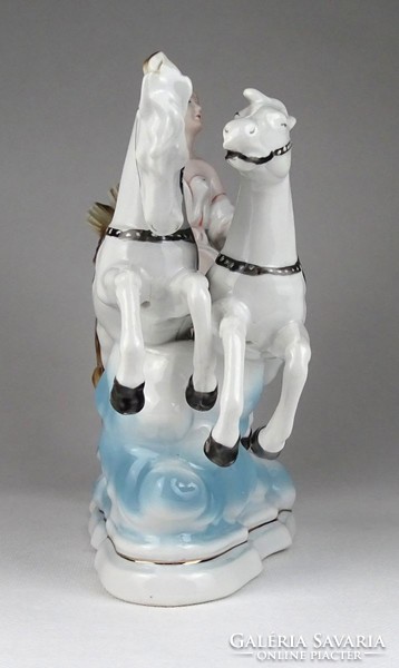 1H128 marked equestrian statue with woman Russian porcelain statue 29.5 Cm