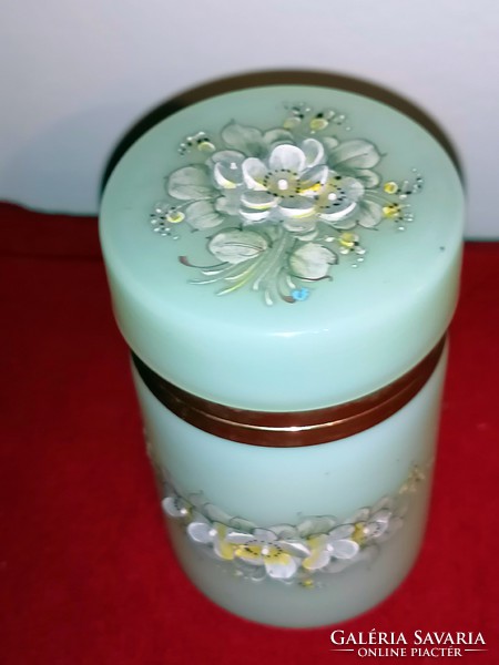 Old onyx semi-precious stone jewelry box with floral decoration