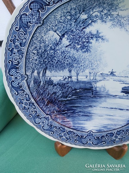 Royal Boch Delfts  hatalmas 30.5 cm átmérőjű tányér falitányér Gyűjtői darab mesés malom tájjal