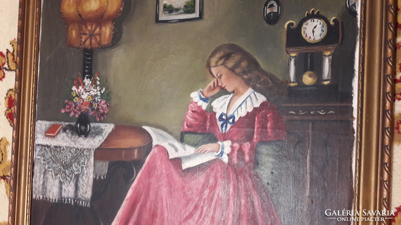 Girl reading interior painting, picture (m2075)
