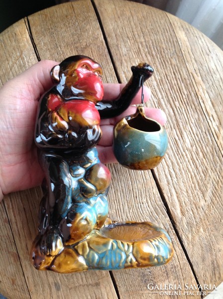 Colorful ceramic monkey candlestick with essential oil pendant