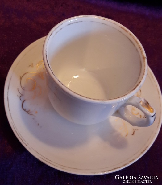 Antique Biedermeier porcelain coffee cup with plate (l2086)