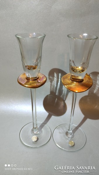 Now it's worth taking! For holidays, a pair of glass candle holders with gold-colored or gold-plated decorative edges
