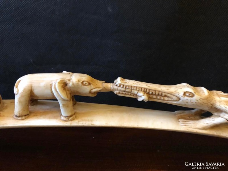 Antique carved elephant crocodile
