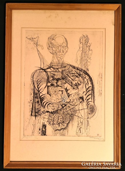 Fk/185 - rarity!!! Gyula Hincz - figure, etching