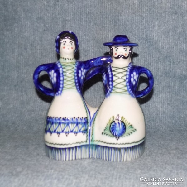 Marked, year-old ceramic figure from Hódmezővásárhely couple banga sné 21 cm (sz)