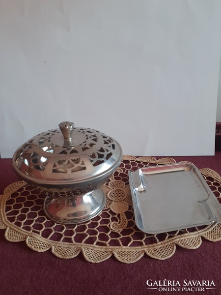 Metal container, candy holder + ashtray bowl