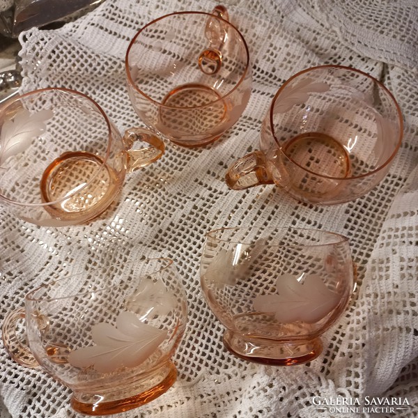 Pink glass cups with engraving