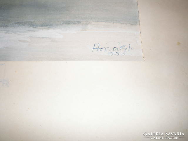 Zuzmarás part " ,aquarell , Horváth 990  jelzéssel  , közép méret , normál  állapot , téli táj  , re