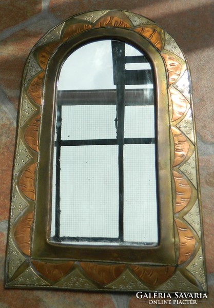 Art Nouveau craft copper wall mirror