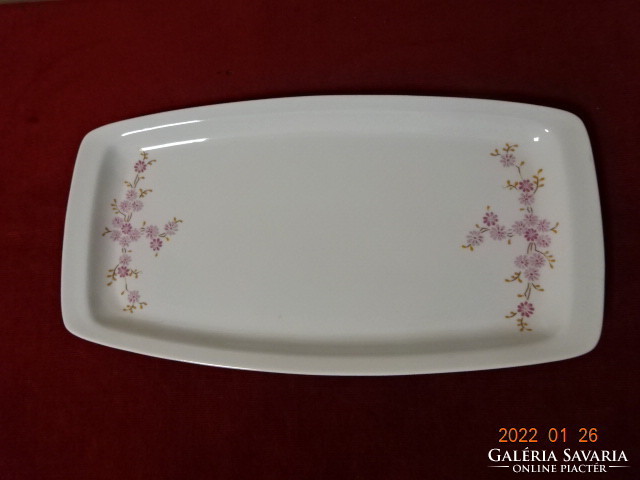 Alföldi porcelán húsos tál, rózsaszín virágmintás. Mérete: 36,6 x 19 x 2,5 cm. Vanneki! Jókai.