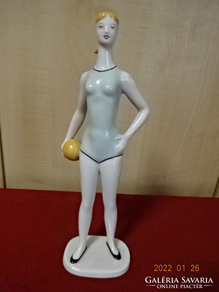Hollóház porcelain figurine, girl playing ball, height 25 cm. He has! Jókai.