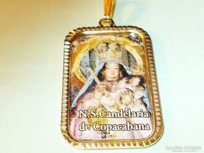 Altar painting of Our Lady of Copacabana with gold gold filled pendant