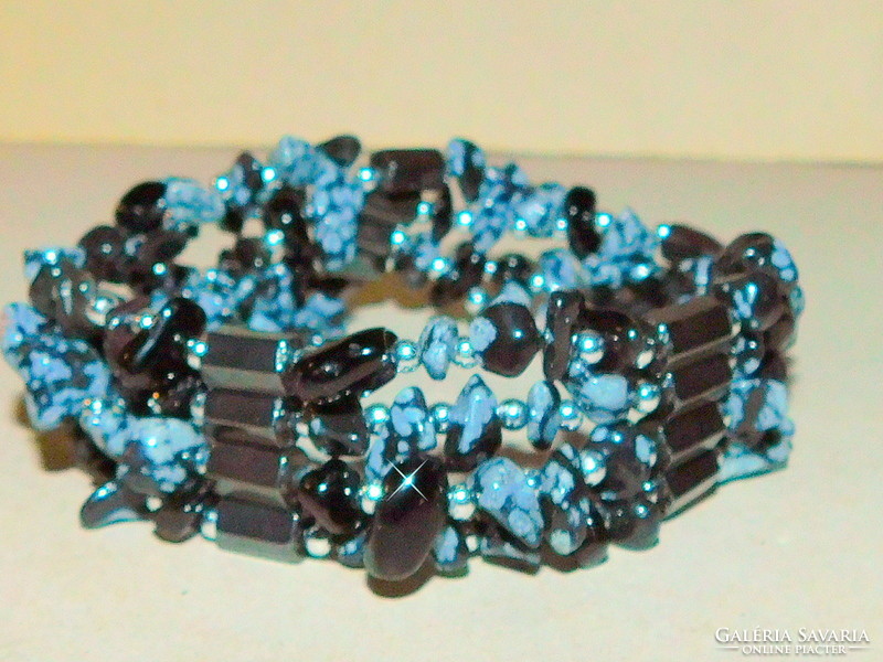 Turquoise and hematite necklace bracelet with a healing effect of 90 cm