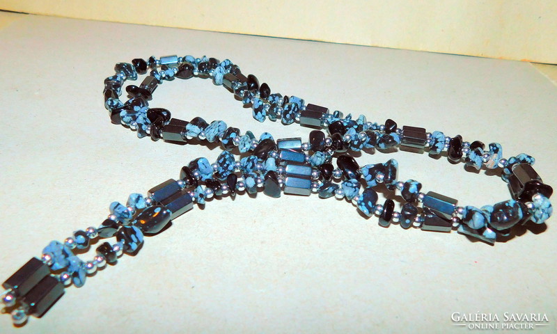 Turquoise and hematite necklace bracelet with a healing effect of 90 cm
