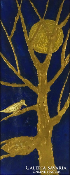 1H286 XX. századi magyar festő : Hold - madár - fészek 1987 (ANTAL IMRÉNEK SZERETETTEL)