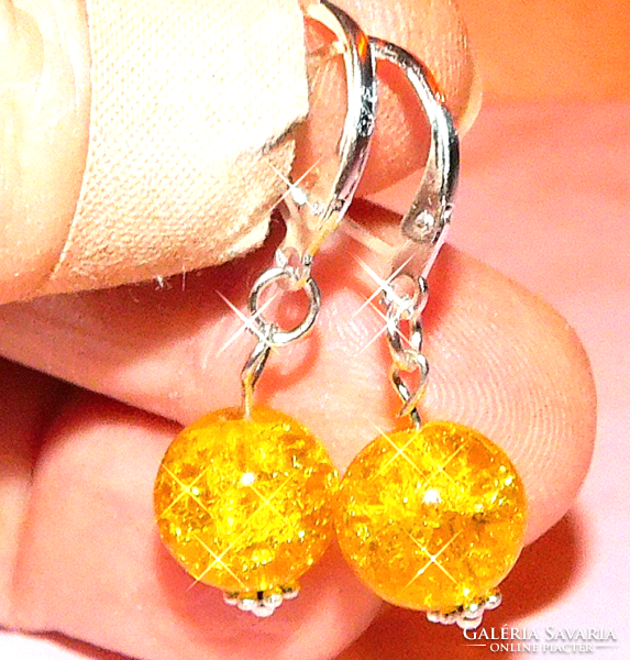 Cracked citrine sphere earrings