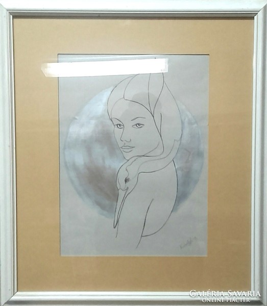 Graces. 60X50 chalk pencil and silver. Negotiable. Zsófia Károlyfi is the work of the award-winning artist.
