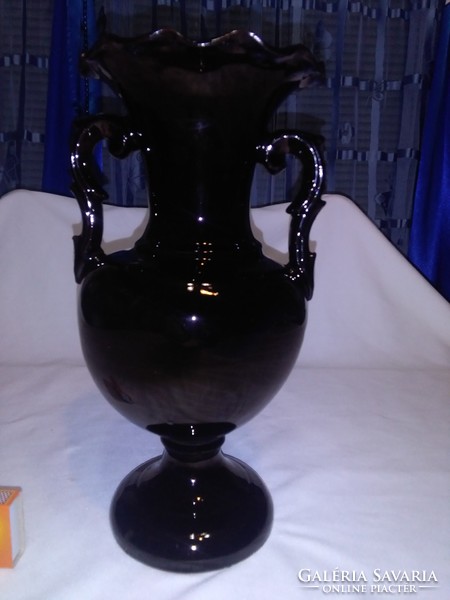 Régi mázas cserép váza - 26 cm
