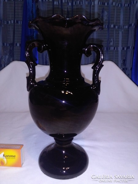 Régi mázas cserép váza - 26 cm