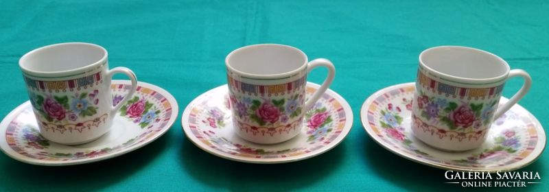 Charming rosy, floral oriental coffee cups with saucer