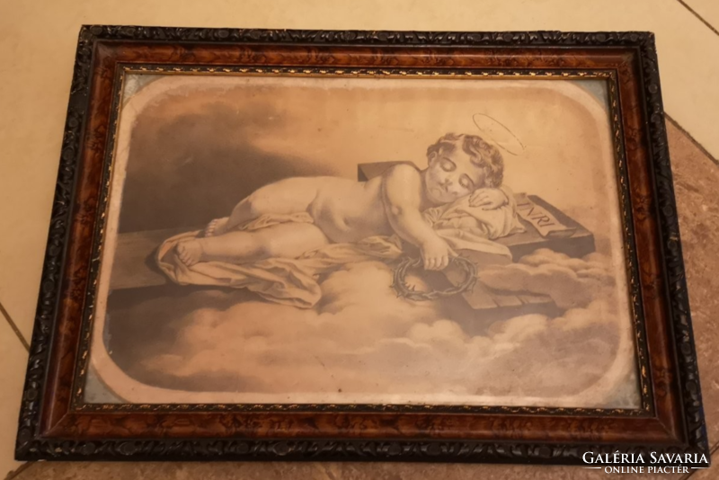 Antique picture frame: guardian angel