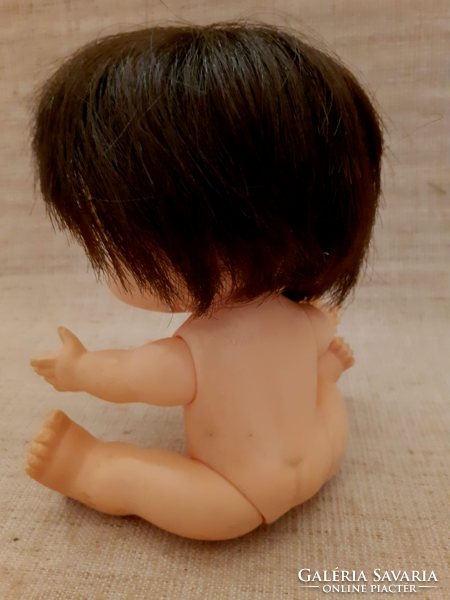 Old marked Japanese rare gesticulating rubber doll with combed hair