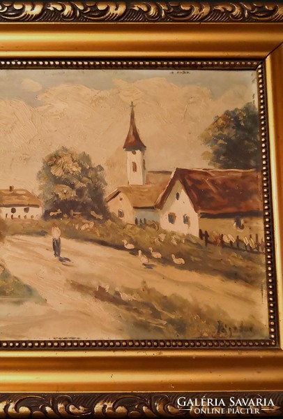 FK/164 - Pásztor szignóval – Faluszéle című festménye