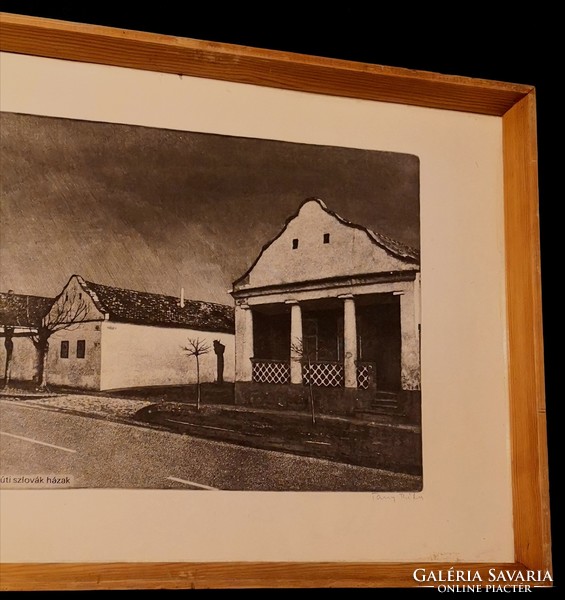 Fk/161 - graphic artist Béla Tassy - etching entitled Slovak houses