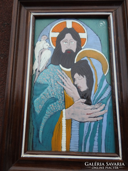 Jesus with Madonna - fire enamel mural