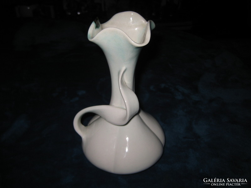 Zsolnay, art nouveau, ribbon vase, 12 x 19 cm, not marked, pale green shade on the neck