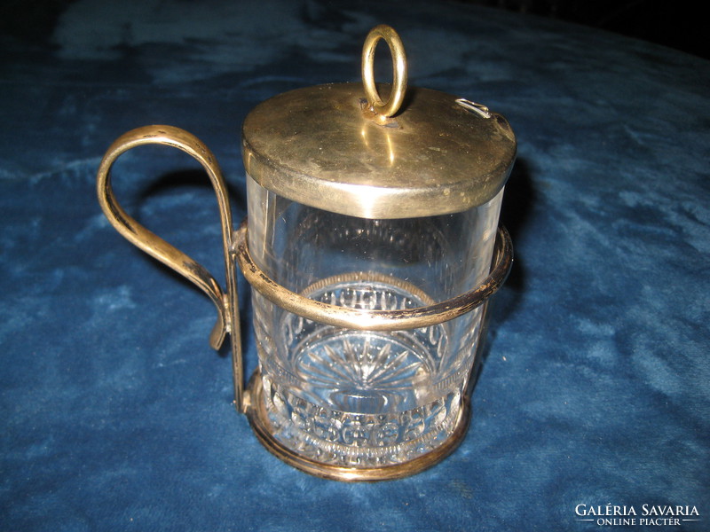 Sugar bowl, silver-plated, marked, serially numbered, 8 x 14 cm