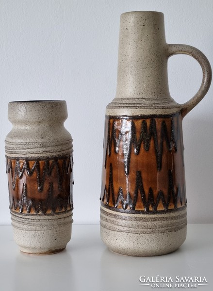 Veb haldensleben German retro fat lava ceramic vases- 28cm / 18 cm
