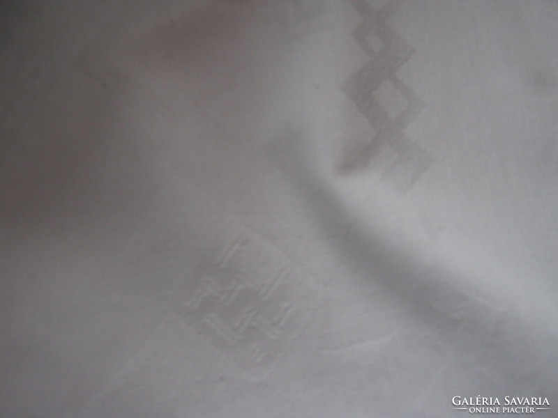 Old monogrammed azure damask tablecloth