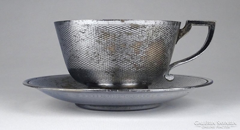 1H382 Régi jelzett nikkelezett Berndorf alpakka csésze tányérral