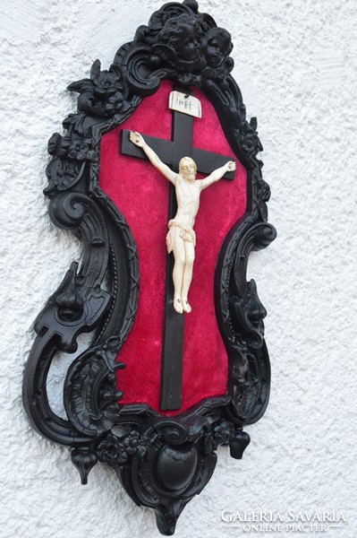 62. Antique, bone of Jesus Christ 11 cm, 36, cm crucifix, imposing, meticulous, cross, corpus