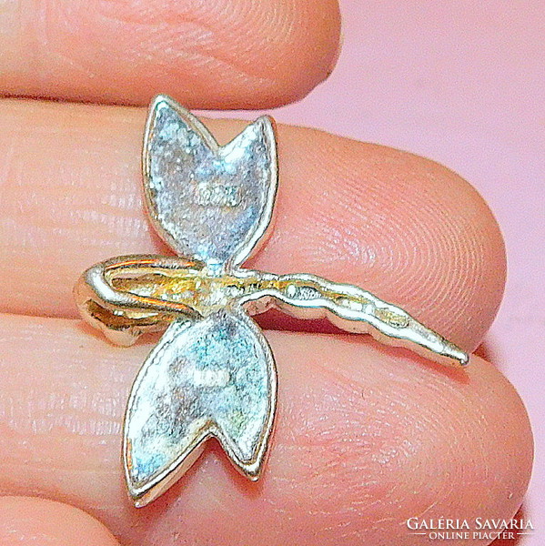 Dragonfly on white gold filled sliding pendant