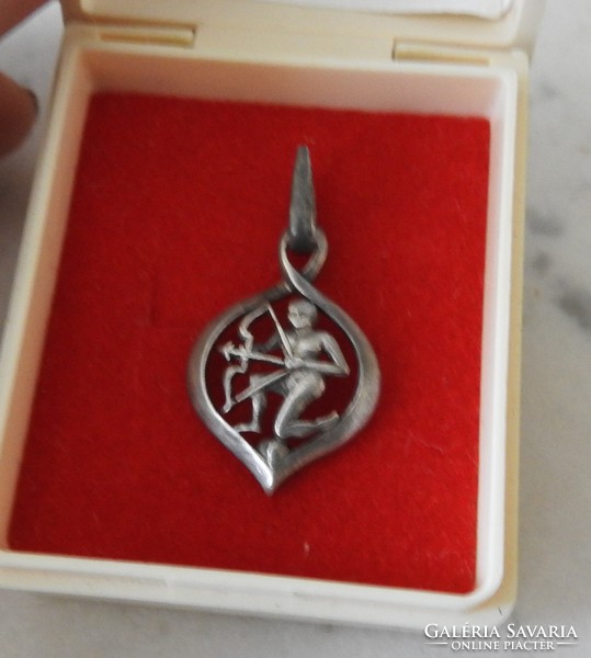 Sagittarius zodiac sign - silver pendant - coin