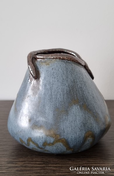 Decorative applied art stoneware vase-marked work
