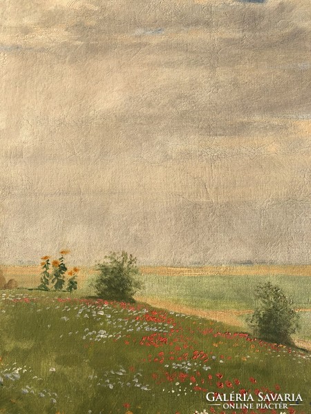 Kerekes József (1892-1938) “Hazaúton” c. 72x92 cm olajfestménye