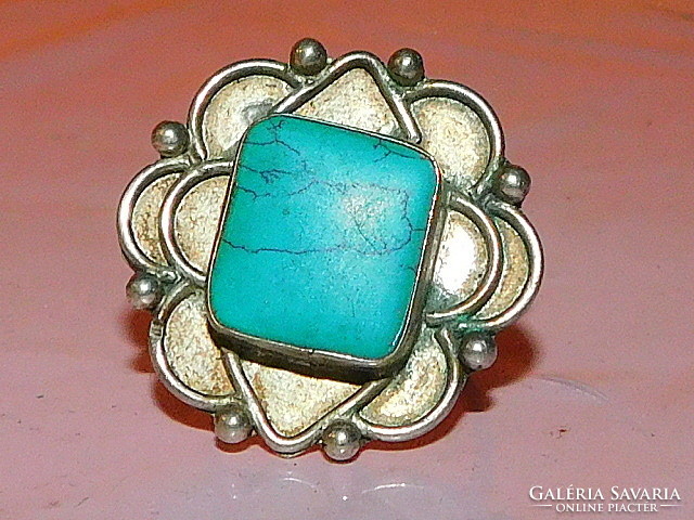 Turquoise mineral stone ring 8