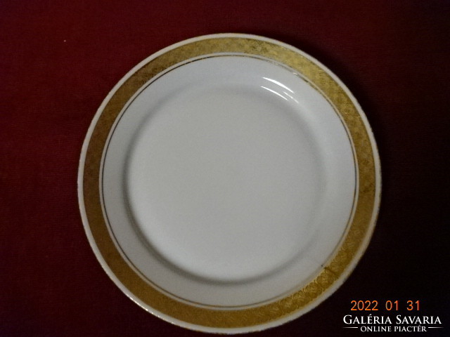 Lowland porcelain, gold-edged small plate, diameter 19 cm. He has! Jókai.
