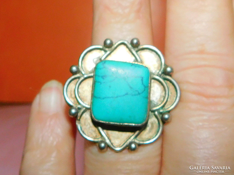 Turquoise mineral stone ring 8