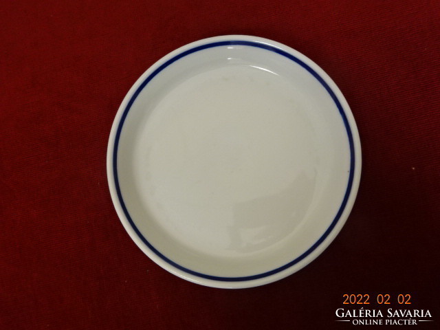 Zsolnay porcelain small plate with blue stripe. He has! Jókai.