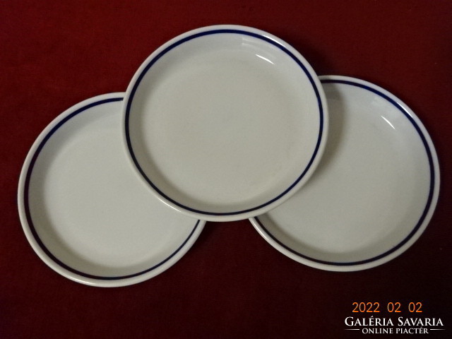 Zsolnay porcelain small plate with blue stripe. He has! Jókai.